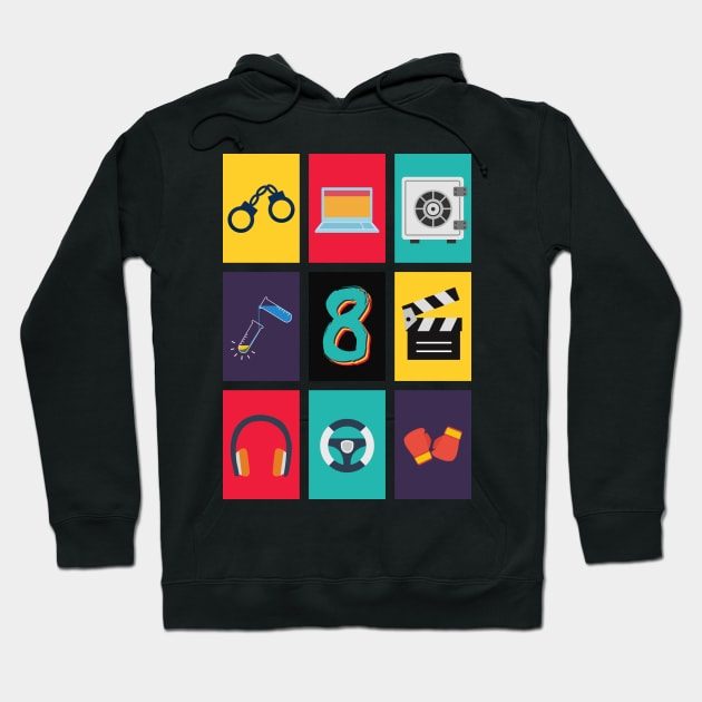 Sense8 Flat Icons Hoodie by byebyesally